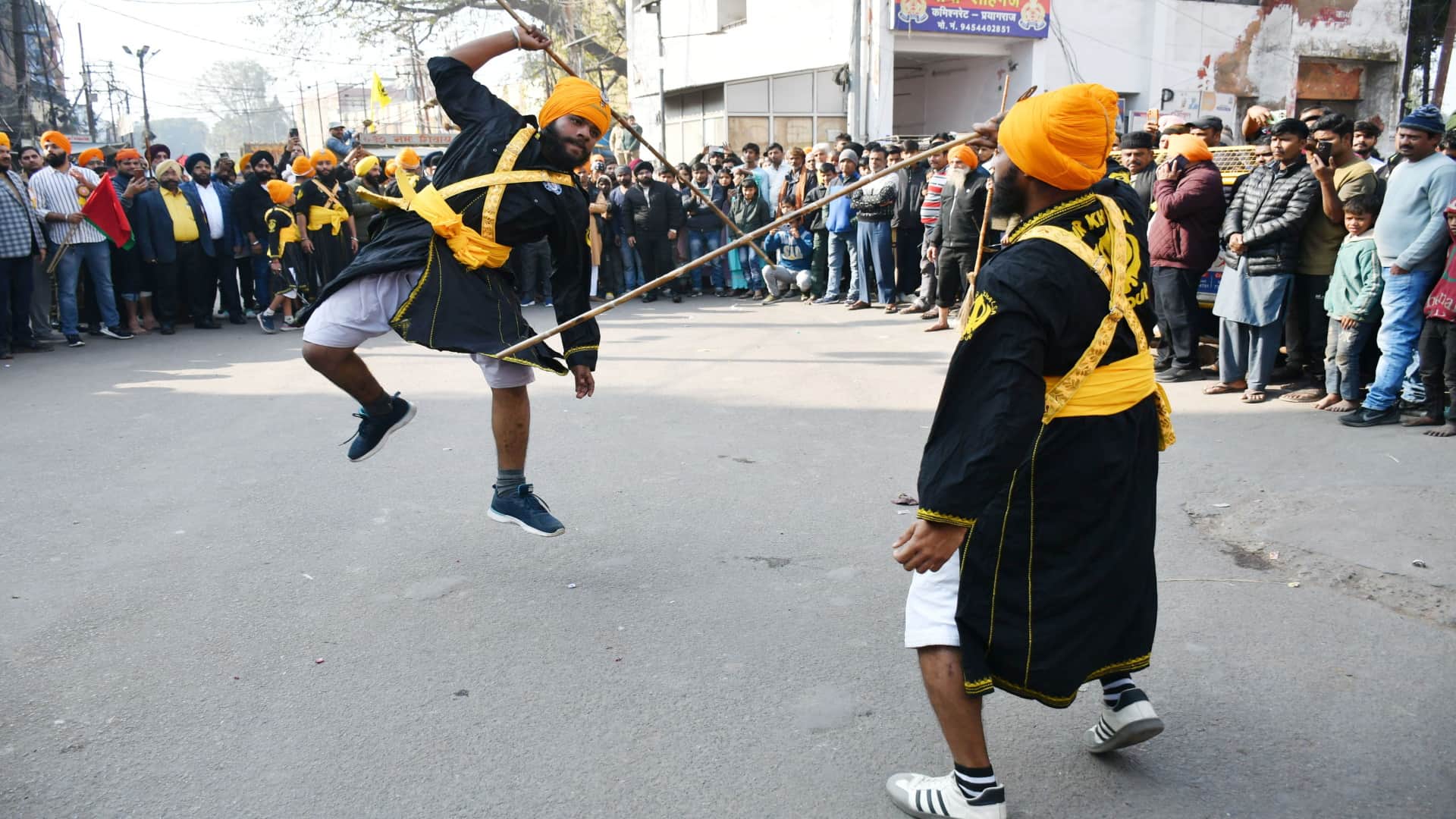 procession was taken out led by the Panj Pyaras, flowers were showered, and the sounds of Gurbani resonated.