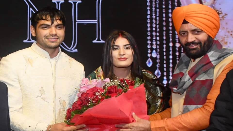 Olympian Neeraj Chopra wedding party held at Eden Jannat Hall Karnal see photos