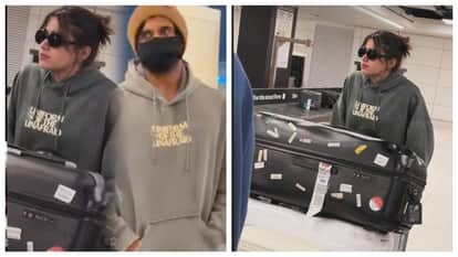 rashmika mandanna Vijay Deverakonda wear similar hoodies as they jet off for Christmas new year 2026