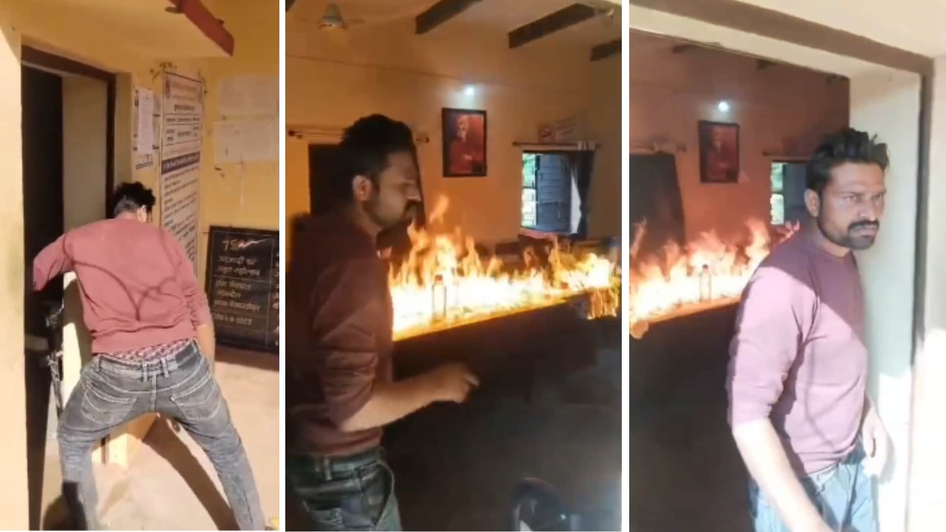 रतलाम में युवक ने पंचायत भवन में पेट्रोल डालकर आग लगा दी।