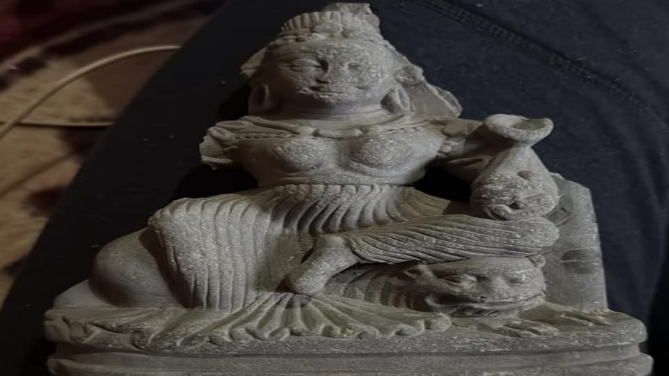 Fishermen found an idol of Goddess Durga in the Jhelum River while fishing