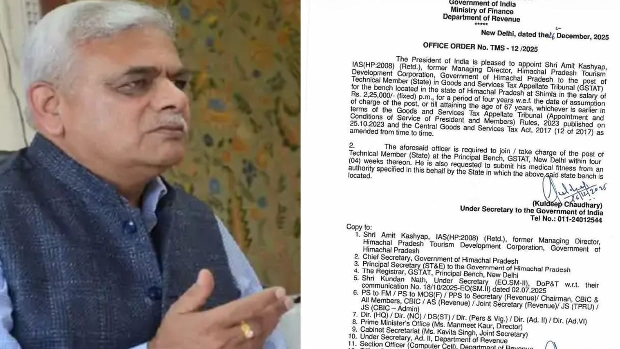 Amit Kashyap appointed Himachal Pradesh GST Appellate Tribunal member