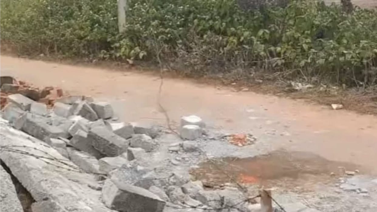Jharkhand: When his wife went to her parents house he bulldozed the boundary wall of his in-laws' property