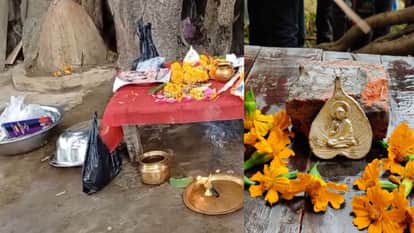 Bihar: A silver Buddha idol has been found emerging from the roots of a peepal tree in this village of Siwan
