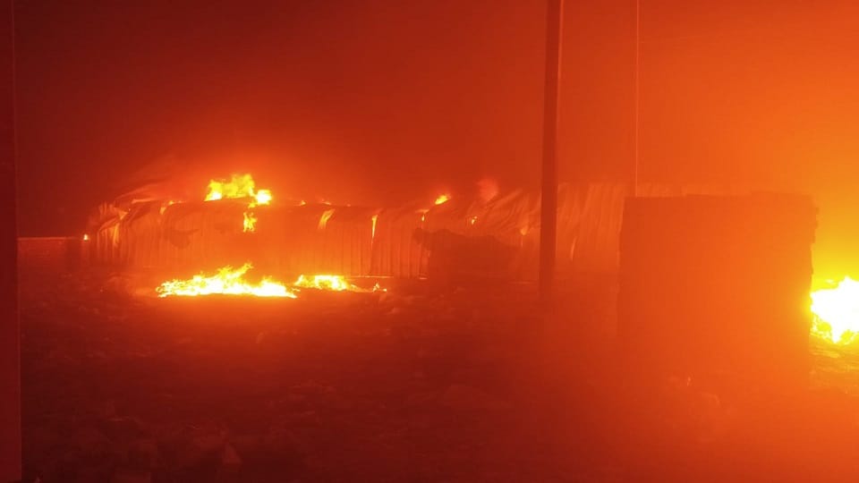 fire broke out in plastic pellet manufacturing factory
