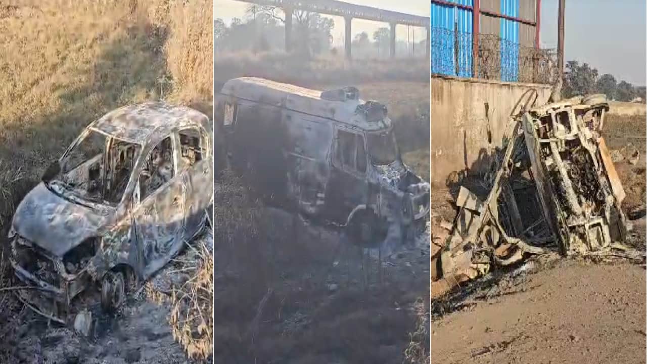 झड़प में आगजनी से खाक हुए वाहन