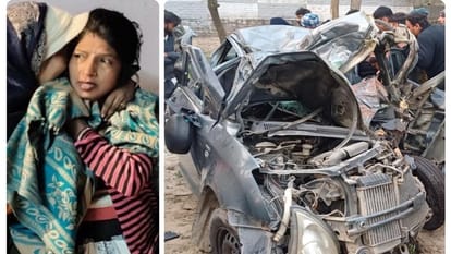 Four people died in Saharanpur: Two bodies fell out of the car as soon as it collided with a pillar
