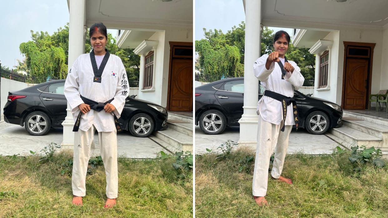 Kiran singh from Kashi performs 162 dolly kicks in three minutes setting three records