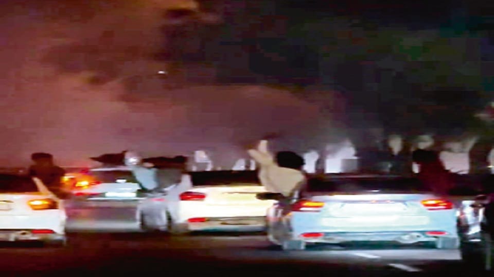 Young men in a car create a ruckus on the Ring Road defying police vigilance people demand action in Delhi