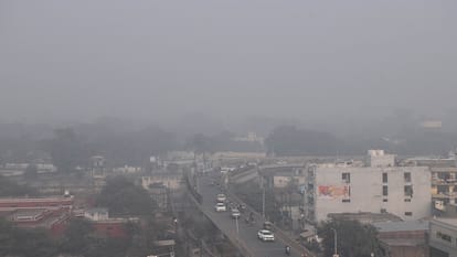 नुमाइश मैदान के पास 28 दिसंबर दोपहर दो बजे छाई धुंध
