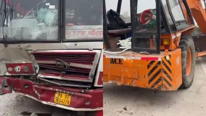 An accident occurred on the Ring Road. A Punjab Roadways bus collided with a parked vehicle on the side of the