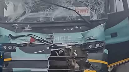 A Volvo bus on the Chamba-Delhi route has met with an accident