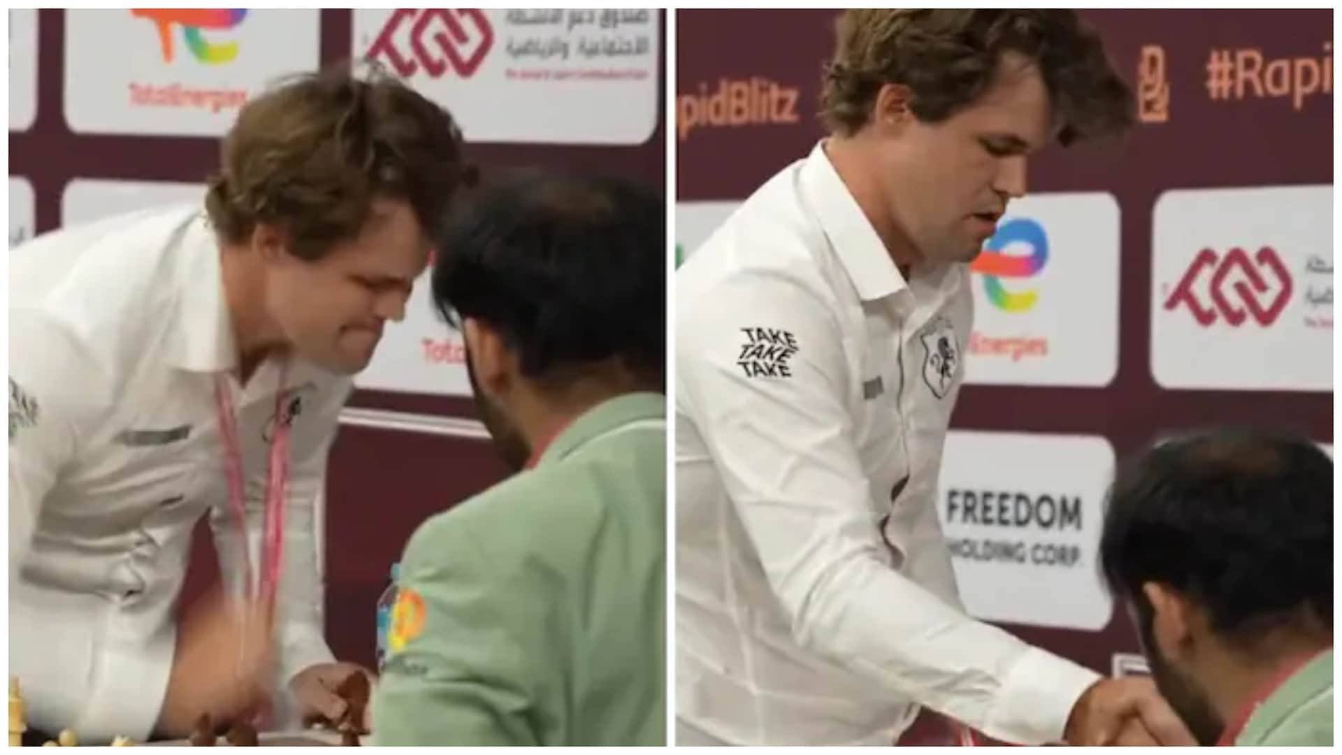 Magnus Carlsen Loses Cool After Blitz Defeat to Arjun Erigaisi in Doha