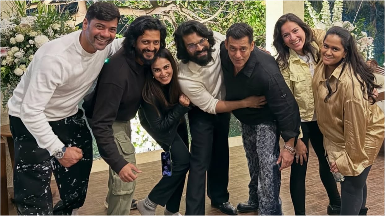 Riteish Deshmukh Shares An Inside Picture From Salman Khan Birthday Bash Doing Funny Pose With Ram Charan