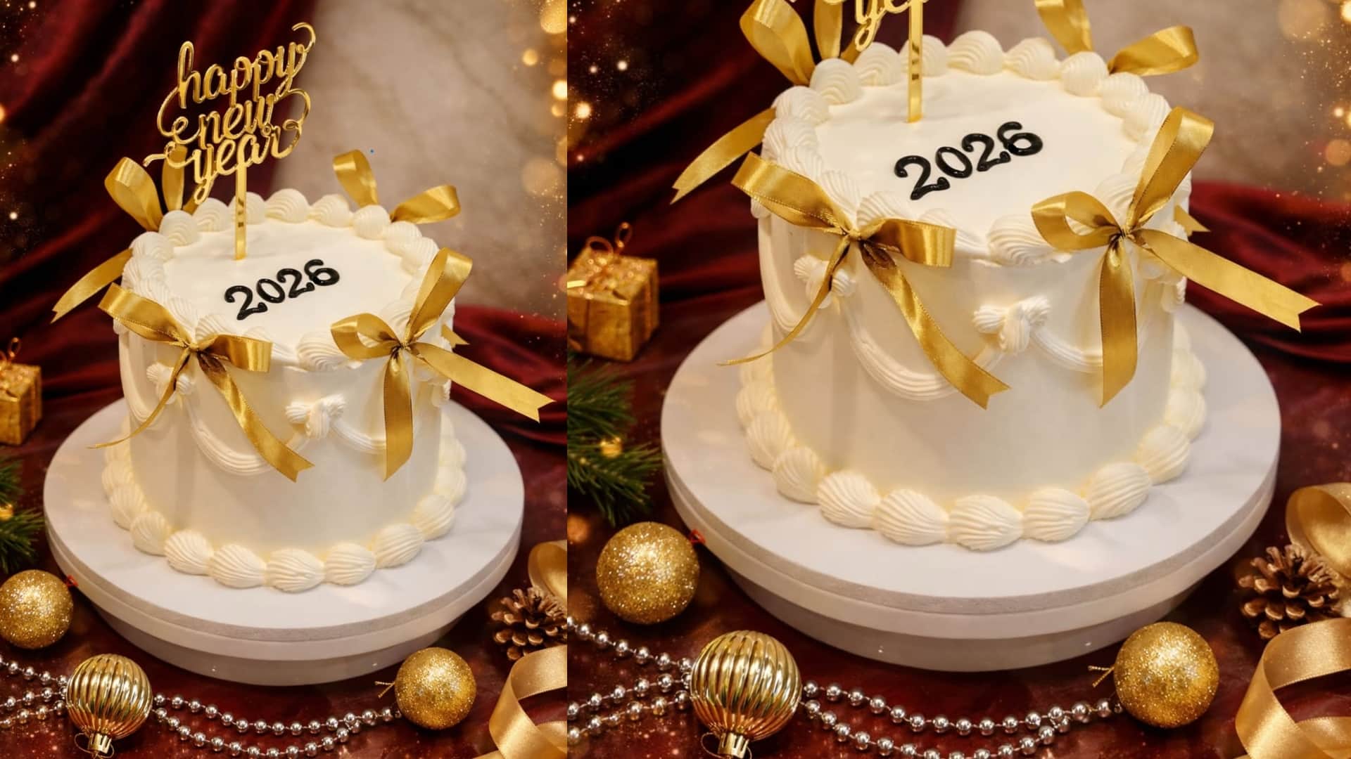latest cake design for new year 2026 New Year Cakes Online 2026 easy to make cakes with image