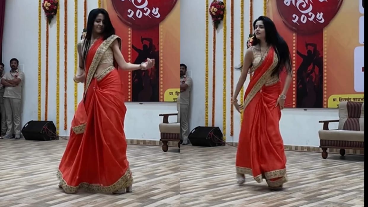 Viral Video Girl in red saree wearing high heels dances to a hrithik roshan film song