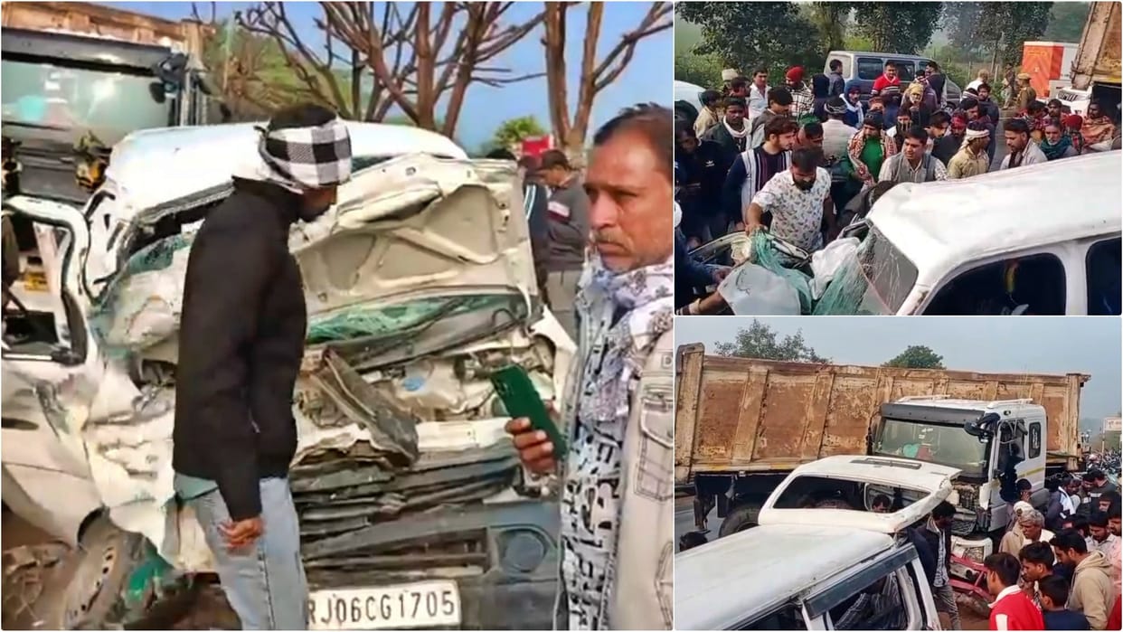 Bhilwara: On first day of 2026 trailer and car collided on NH resulting in horrific accident 2 people died