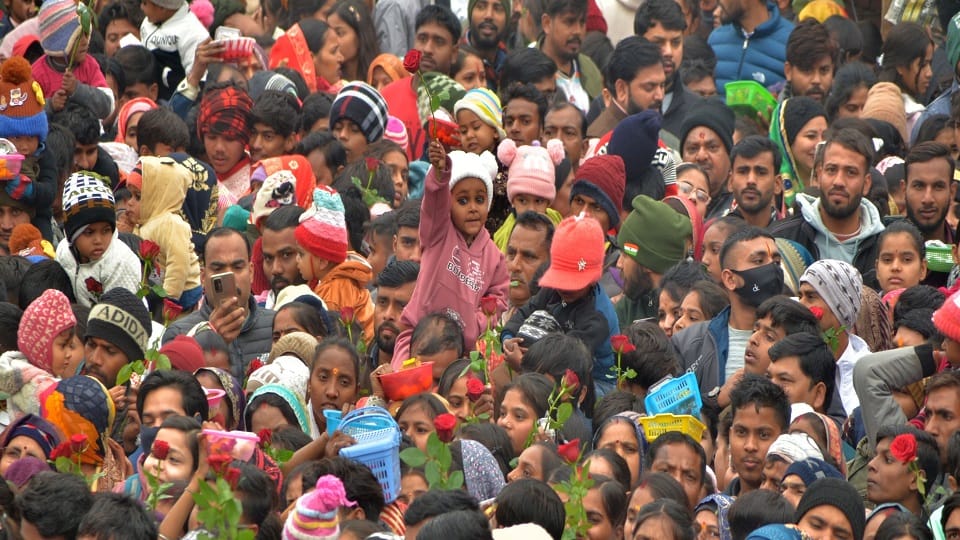 Temples were crowded with devotees on New Year Day