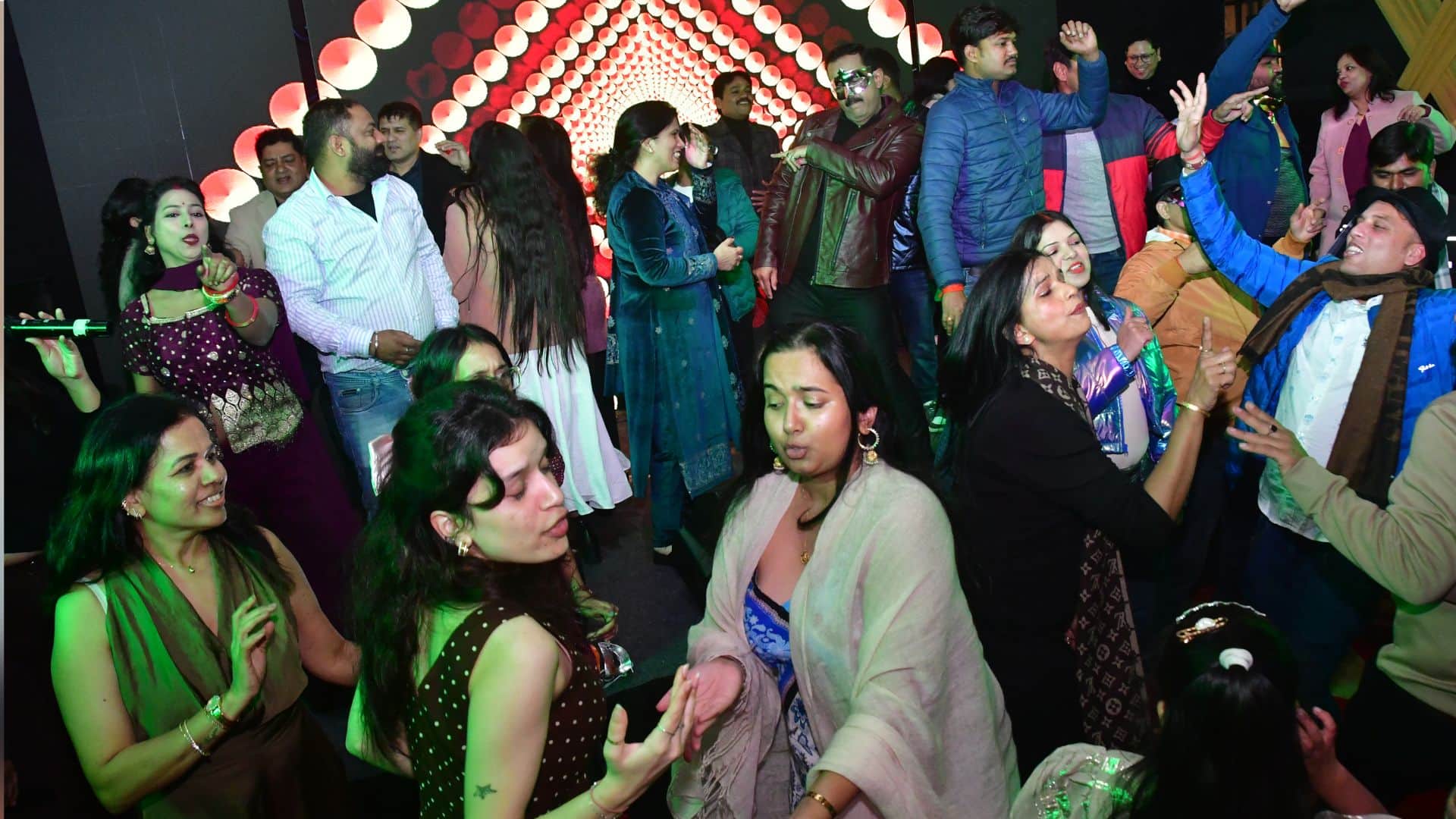 New Year 2026 celebration in Varanasi with dancing boating on ganga ghat