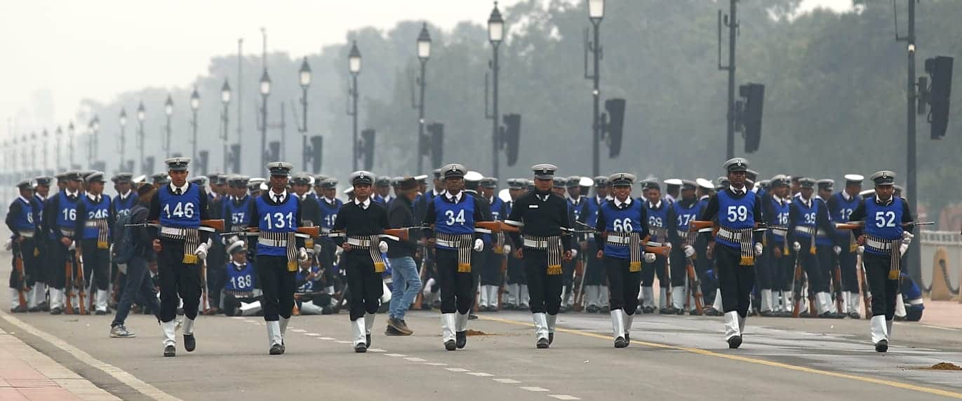 Delhi Republic Day Parade Navy personnel practice for parade