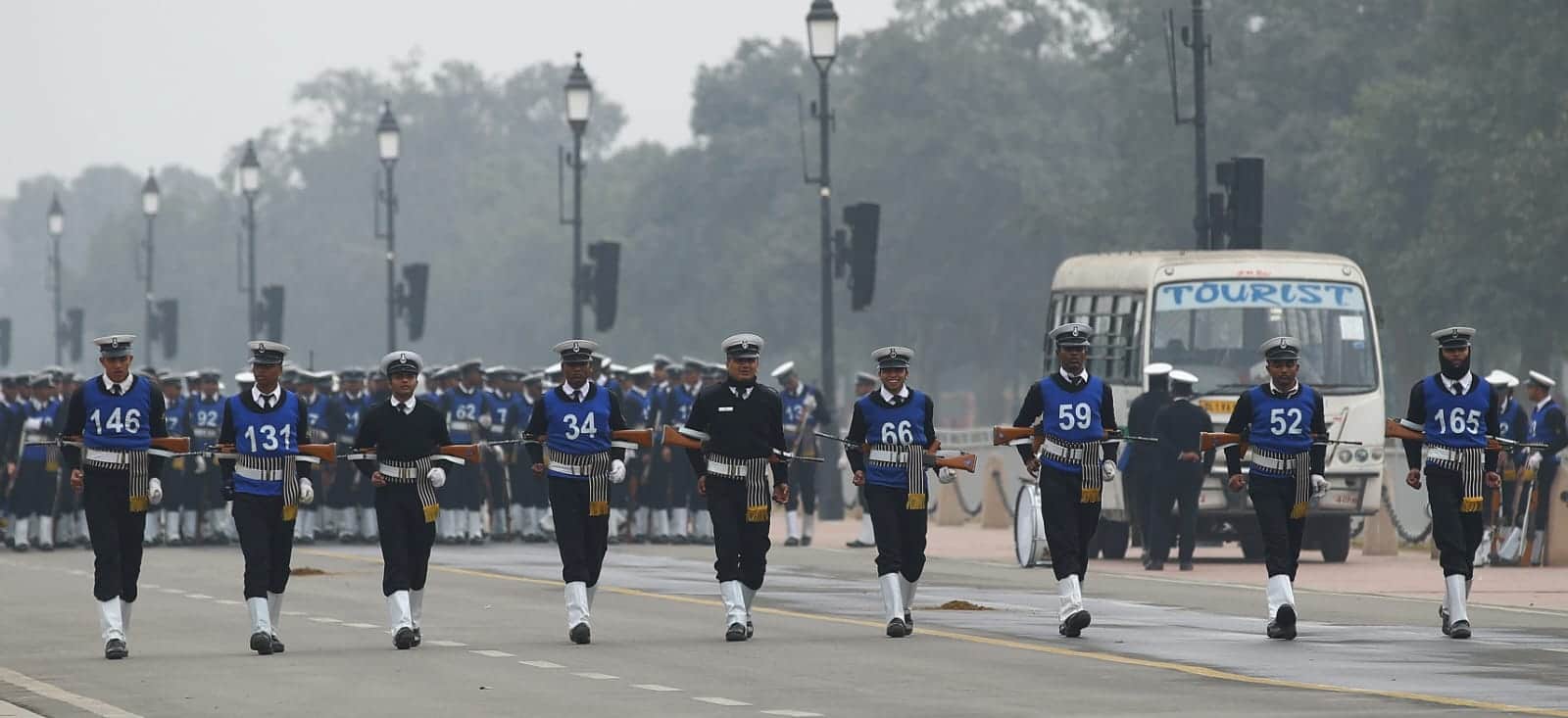 Delhi Republic Day Parade Navy personnel practice for parade