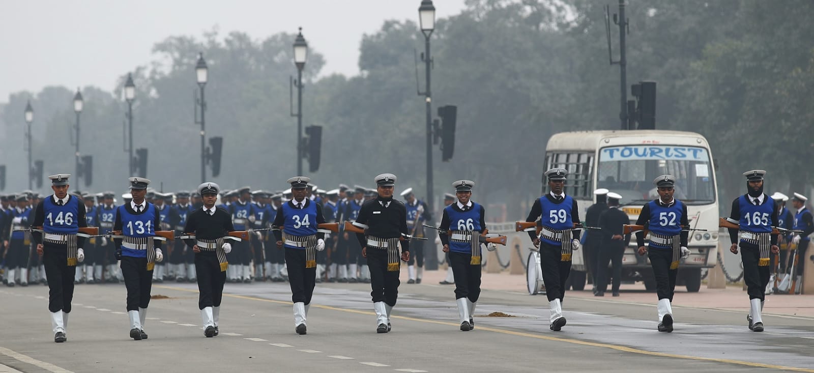 Delhi Republic Day Parade Navy personnel practice for parade