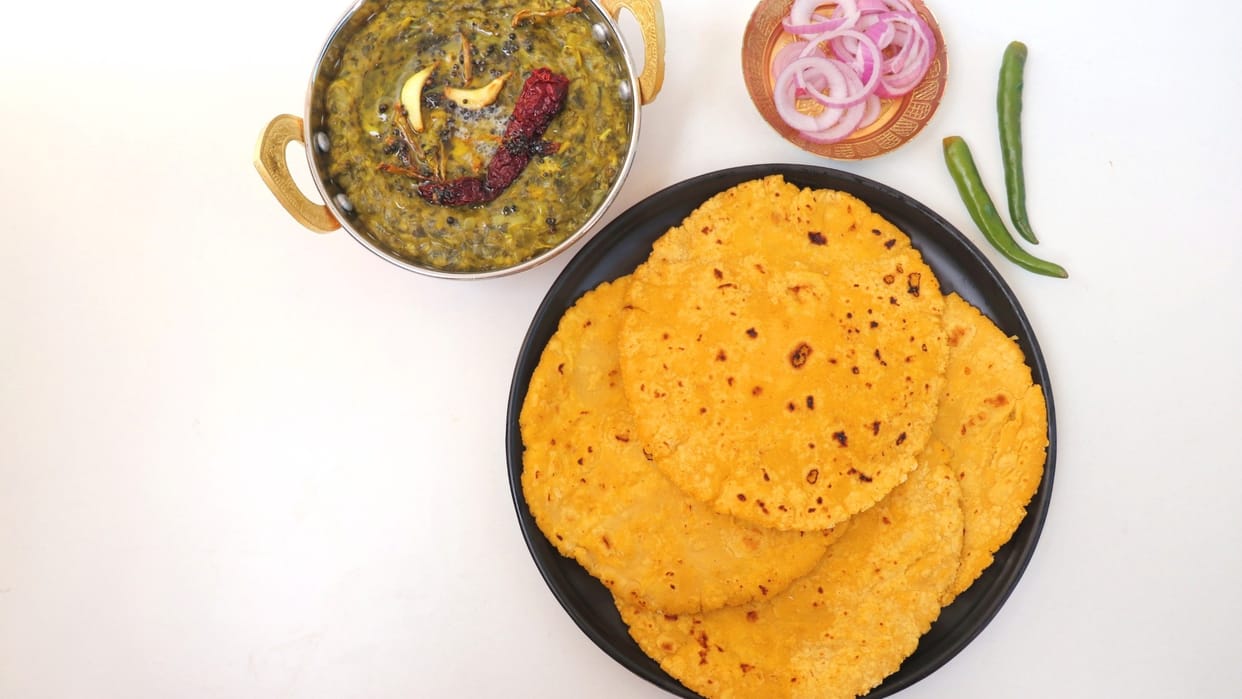 Sarso ka Sag and Makke ki Roti Step by Step Recipe in Hindi