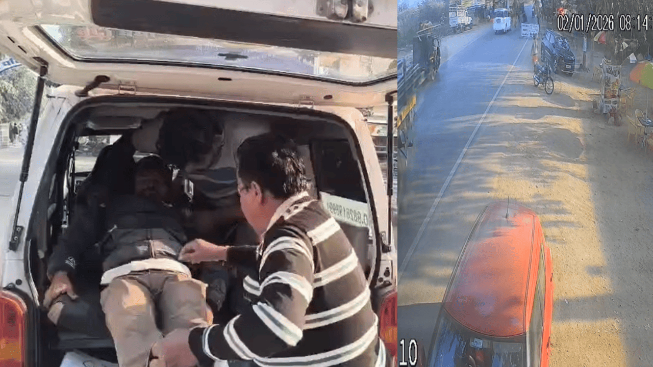नेशनल हाईवे पर खड़े युवक को बस ने मारी ठोकर