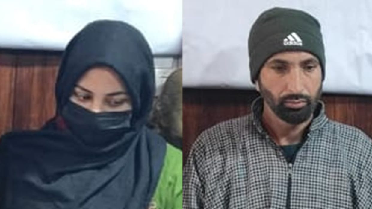 Two terrorist associates, including a woman, arrested with two grenades and a pistol in Ganderbal