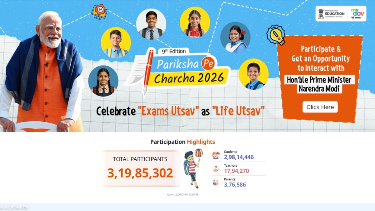 Pariksha Pe Charcha 2026 Registration: Over 3.19 Crore Students, Teachers & Parents Enrolled So Far