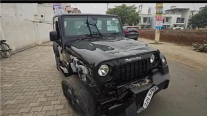 Accident in Fatehabad: A Thar SUV collided with a pole while trying to avoid hitting a scooter