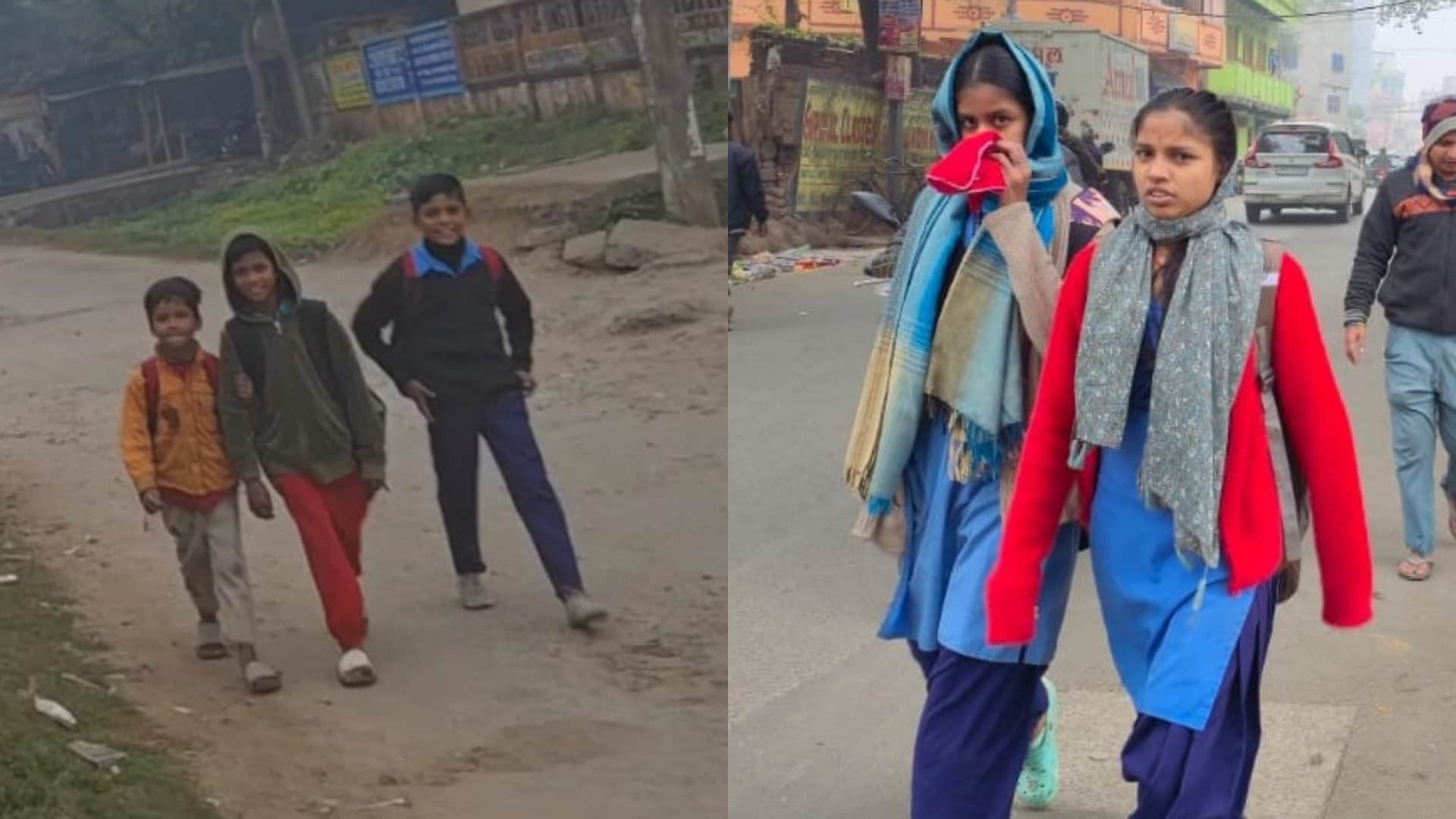 स्कूल जाते छात्र-छात्राएं