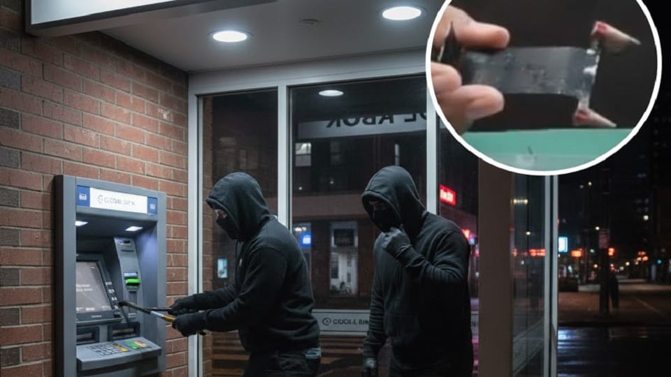 Two suspects have been arrested for stealing money from an ATM by inserting a small metal strip into shutter