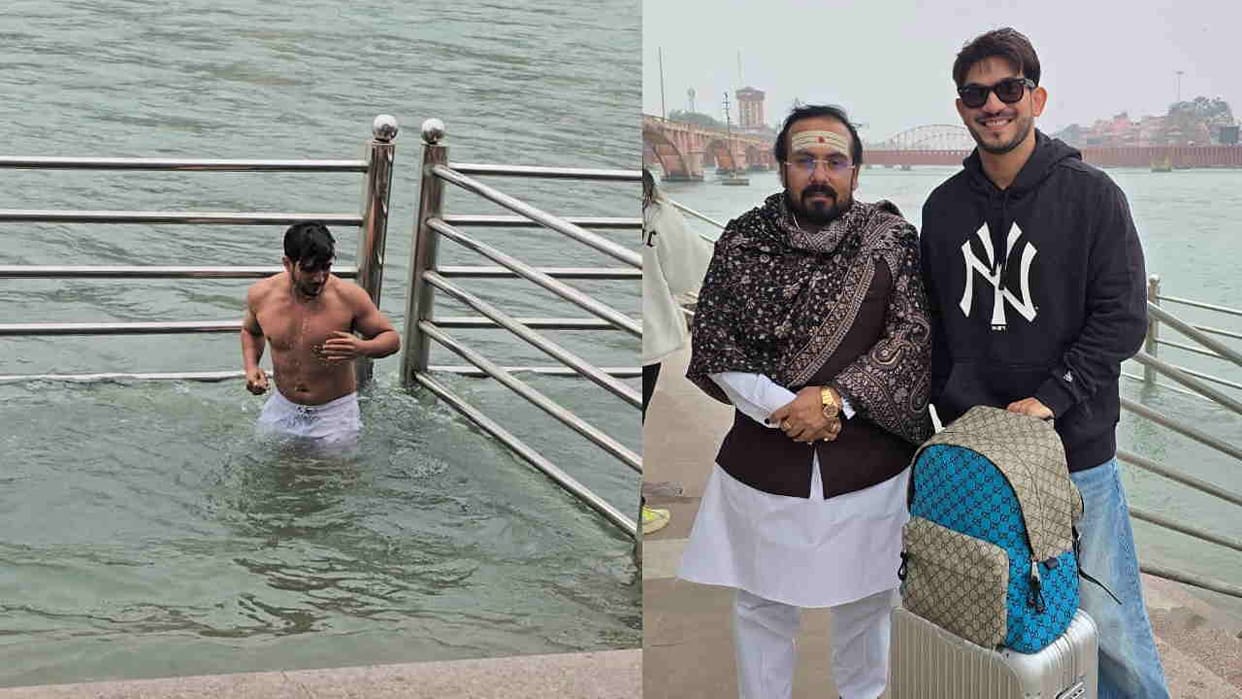 Paush Purnima snan popular TV actor Arjun Bijlani took a dip in  Ganges River ritual bath haridwar Uttarakhand