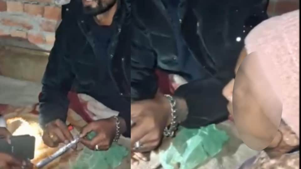 चिट्टे का नशा करते युवती और युवक।