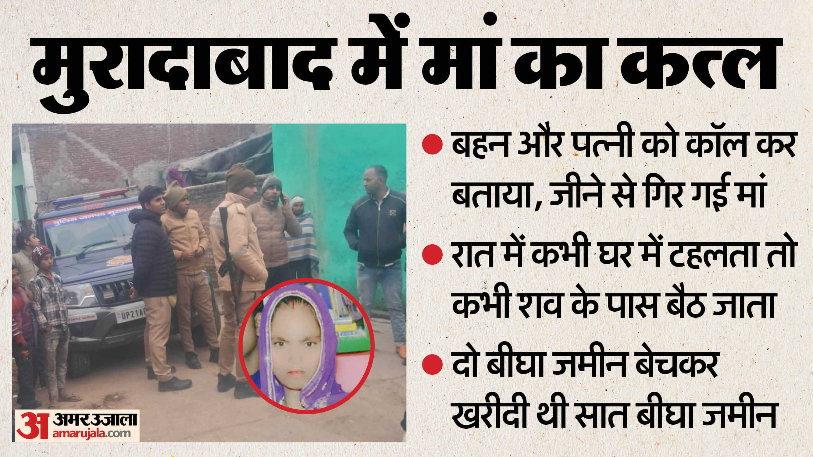 Moradabad murder son drank alcohol after kill his mother and then concocted plan to make look like an accident