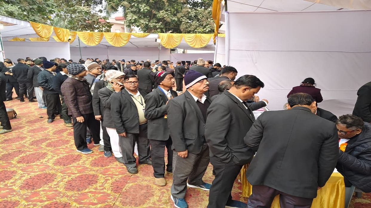 Voting for the Bar Association elections in Bareilly