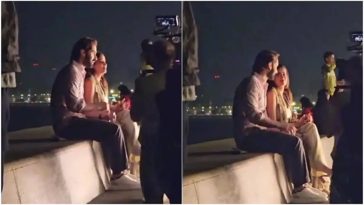 Lakshya Lalwani And Janhvi Kapoor Viral Video From Lag Jaa Gale Shooting in Mumbai Marine Drive
