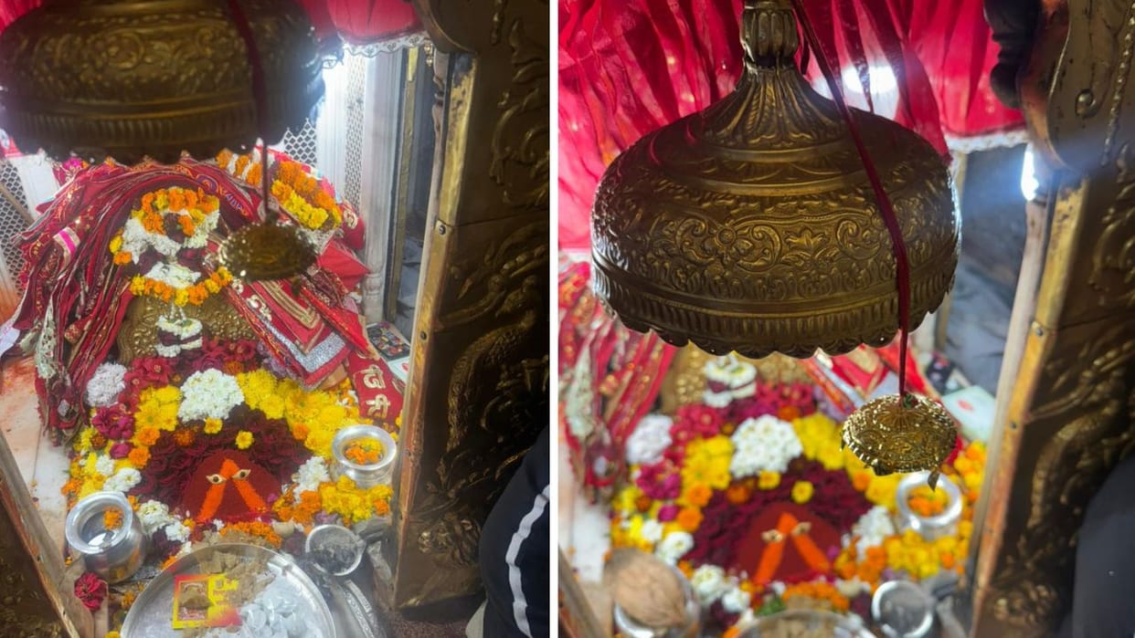 Devotees living abroad offered a 26-gram gold canopy at the shrine of Maa Chintpurni