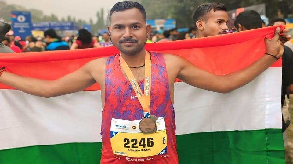 Omveer Singh of Sahapau ranked 10th in the World Marathon race