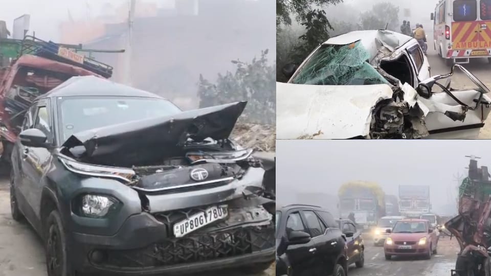 Agra Gwalior Highway Turns Deadly Six Vehicles Crash Two Killed Amid Poor Safety Measures
