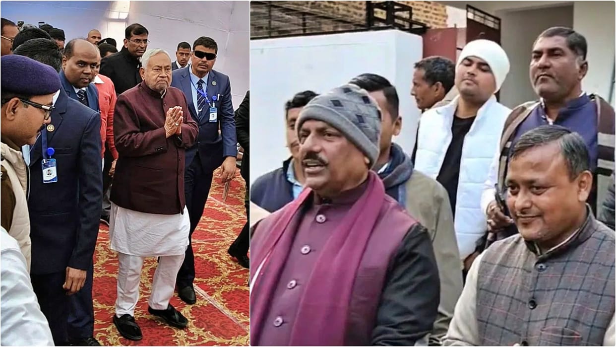 Nitish Kumar attended funeral rites of late Sitaram, who was guarding CMs house in Kalyan Bigha village