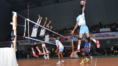 National Volleyball Championship league matche UP men team defeated Telangana and women team defeated Assam