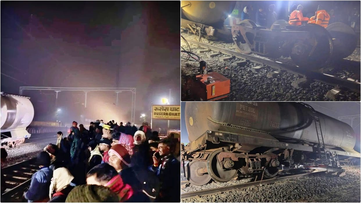 Wagon overturns due to axle breaking of oil tanker on Samastipur-Khagaria railway section, Rosera Ghat station