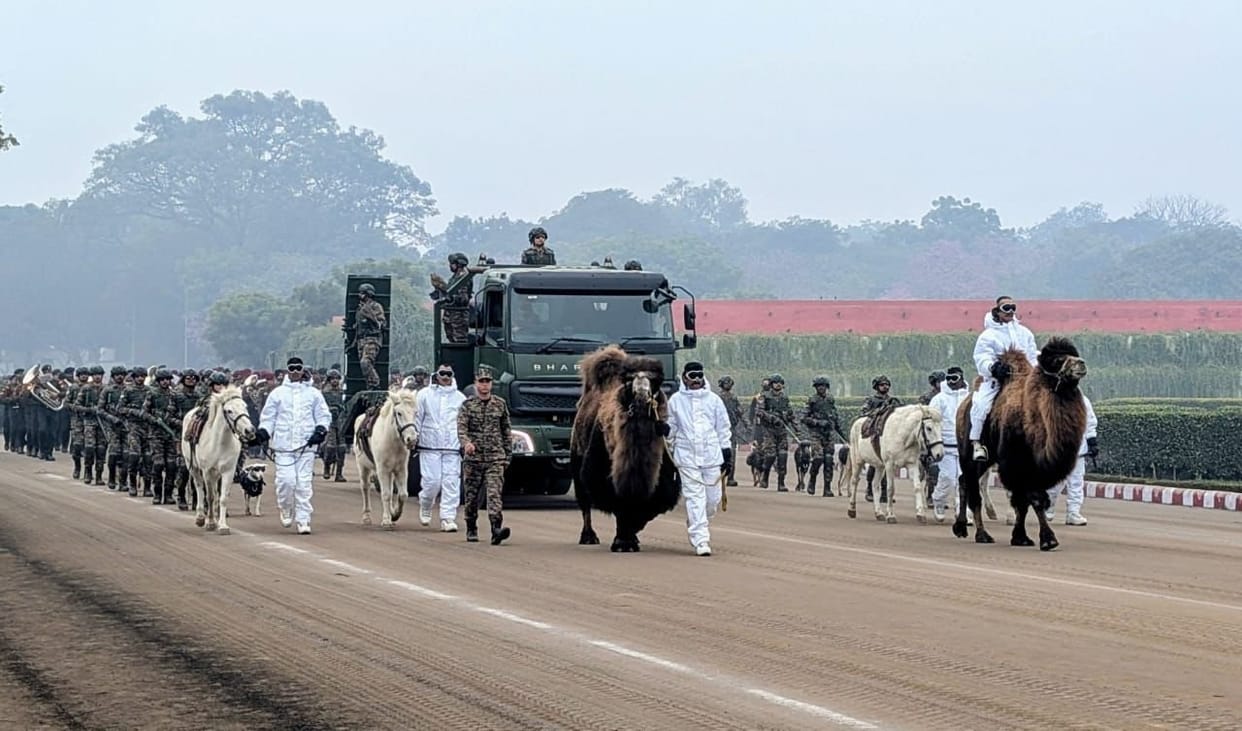 For the first time, the army's animal contingent will be seen on duty, including two-humped camels.