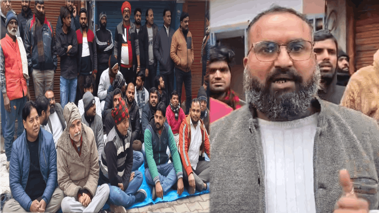 traders protested against actions of Nagar Panchayat by closing shops In Pahasu
