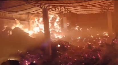 Kanpur Massive fire breaks out in jute sack warehouse goods worth lakhs of rupees reduced to ashes