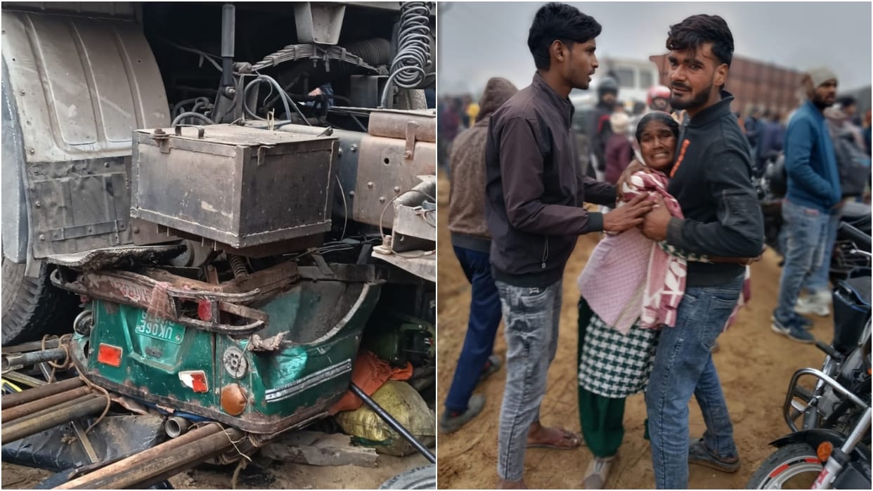 truck crushed an e-rickshaw and two people died in Bareilly