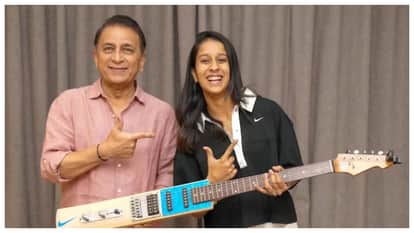 Sunil Gavaskar surprised Jemimah Rodrigues with a customised bat-shaped guitar in Mumbai during WPL