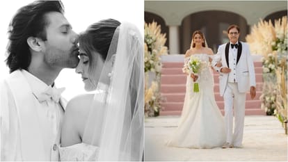Kriti Sanon Sister Nupur Sanon Stebin Ben Got married couple shares their christian wedding Photos with fans